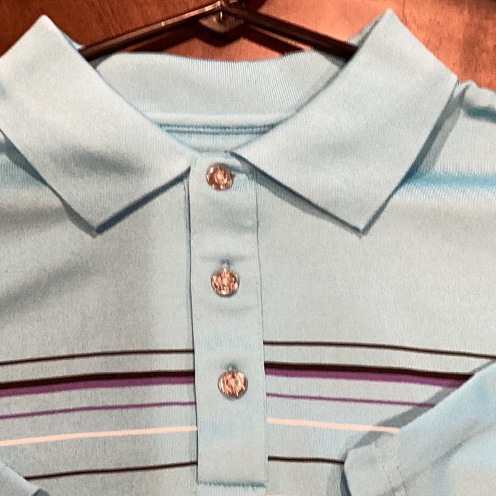 Turquoise Polo Shirt with Stripes